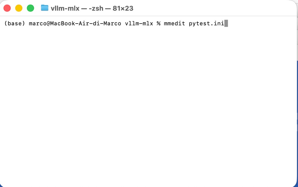 macOS Terminal with command mmedit pytest.ini